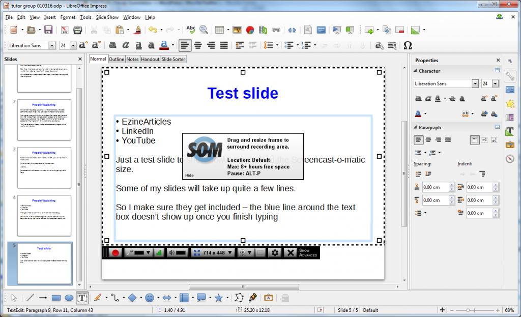 LibreOffice and Screencast-o-matic